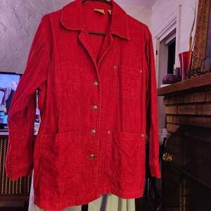 Vintage Crossroads Red Chunky Corduroy Chore Barn Coat Jacket Large